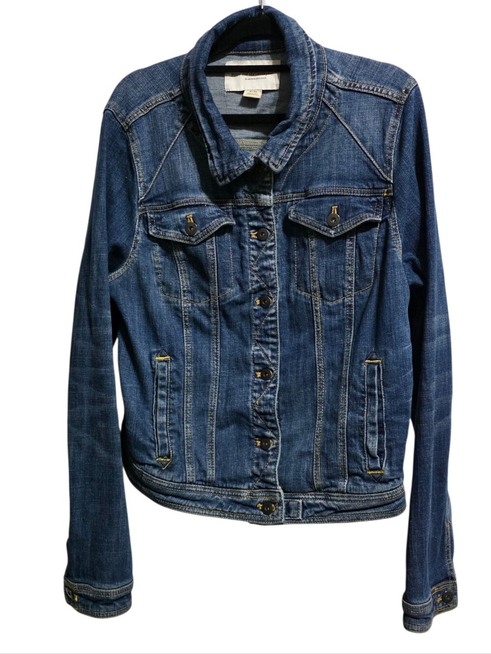 Pilcro Anthropologie  Classic Stretch Denim Trucker Jean Jacket XL Dark Wash
